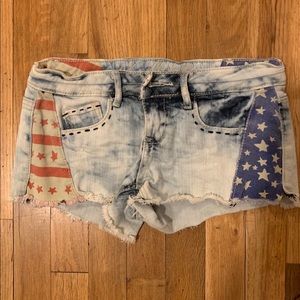 American Flag Jean Shorts